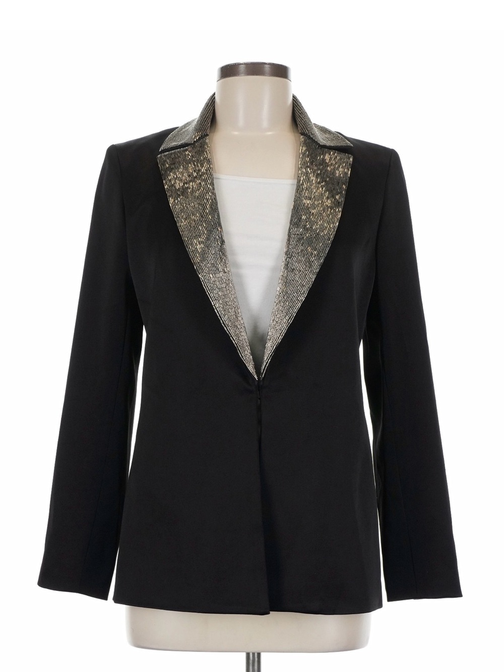 Alice + Olivia Black Silver Beaded Blazer Shorts Suit Set 6/8 - Picture 2 of 13